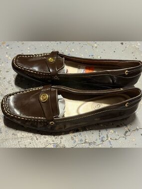 Etienne Aigner Dark Brown Patent Leather Loafers